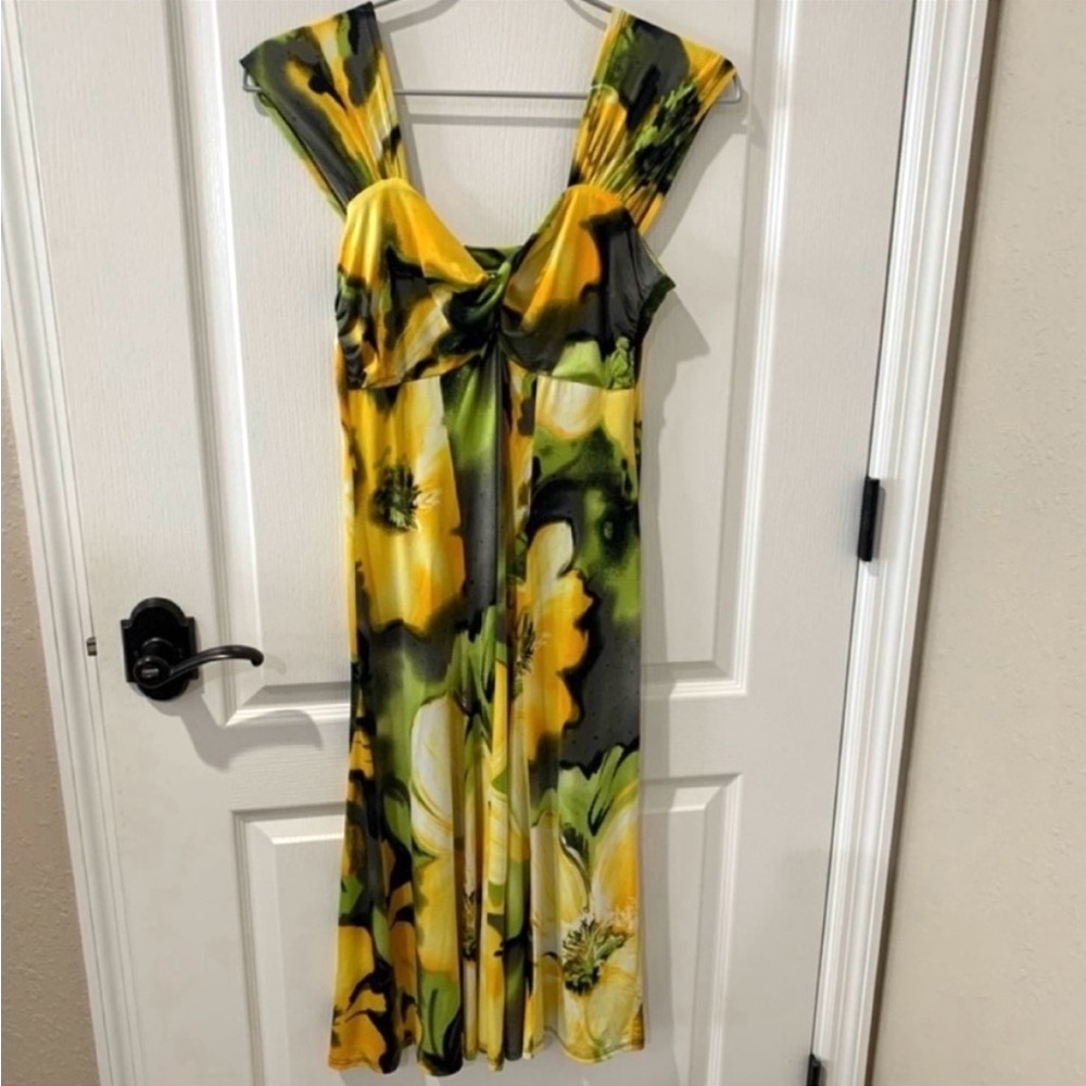 Frank Lyman Design Yellow Vibrant Floral Maxi Dress Sz 6